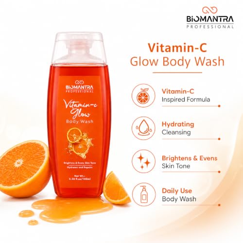 Image of Professional Vitamin C Glow Body Wash | Cleanses, Hydrates & Refreshes Skin | Helps Improve Skin Radiance | Citrus Fragrance | Daily Use Body Cleanser | 100ml