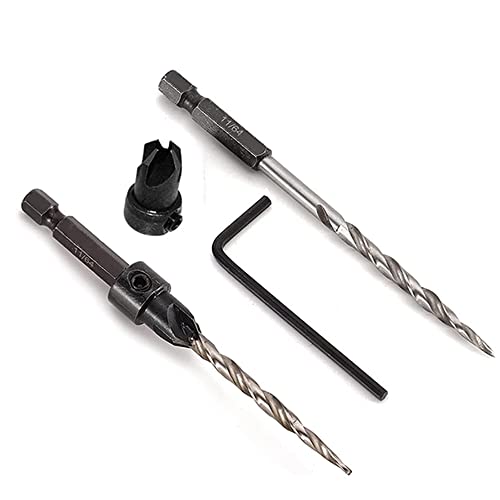 Yakamoz 5Pcs Taper Drill Countersink Set 1/4" Hex Shank Countersinks With Tapered Point Pilot Drill Bits For Woodworking #TOP2
