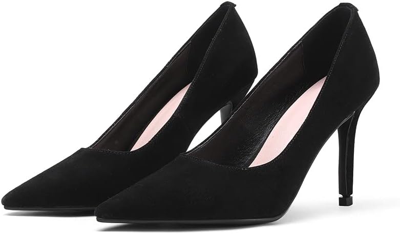 TinaCus Women's Suede Leather Pointed Toe Handmade Stiletto High Heels Graceful Dress Pumps Shoes