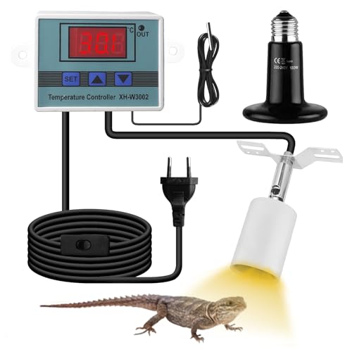 Reptilien Aquarium Wärmelampe, mit intelligentem Thermostat, Reptile Keramik Wärmelampe Halter, Schildkröte Terrarium Lampe, 360° Drehbar, Dimmbar, für Schlangen,Schildkröten,Eidechsen,Chamäleons Reptilien Aquarium Wärmelampe, mit intelligentem Thermostat, Reptile Keramik Wärmelampe Halter, Schildkröte Terrarium Lampe, 360° Drehbar, Dimmbar, für Schlangen,Schildkröten,Eidechsen,Chamäleons