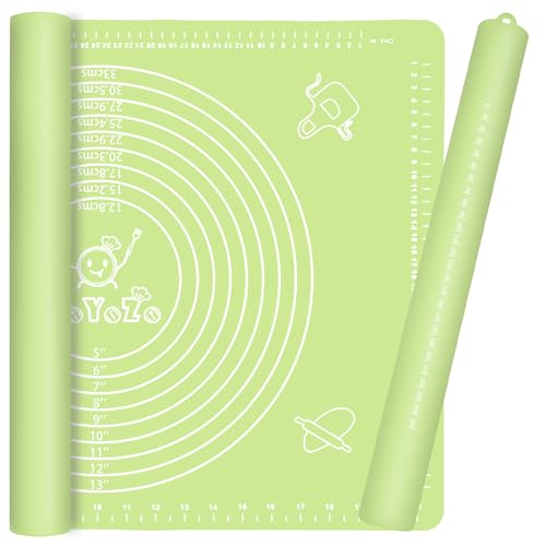 Rolling Pin Silicone Baking Pastry Mat Set,Pizza Dough Roller Baking Mat for Rolling Dough Non Slip Extra Large with Measure,Kitchen Counter Mat for Pie,Crust,Cookies,Bread,Pastries,Pasta, 15.7" x 24"