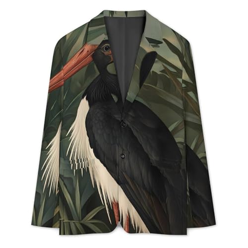 Stork On Black Mens Blazer Lightweight Sport Coat Two Button Suit Jackets3