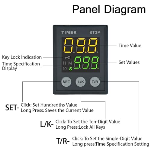 Relais temporisé LCD ST3P 12V AC DC programmable avec minuterie de précision
