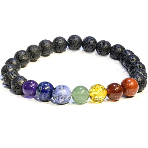 Image of ANAYA AGATE Healing Crystal Bracelet for Women and Men - 8mm Round Beaded Bracelet for Men and Women - Unisex Stretchy Gemstone Bracelet for Healing and Protection