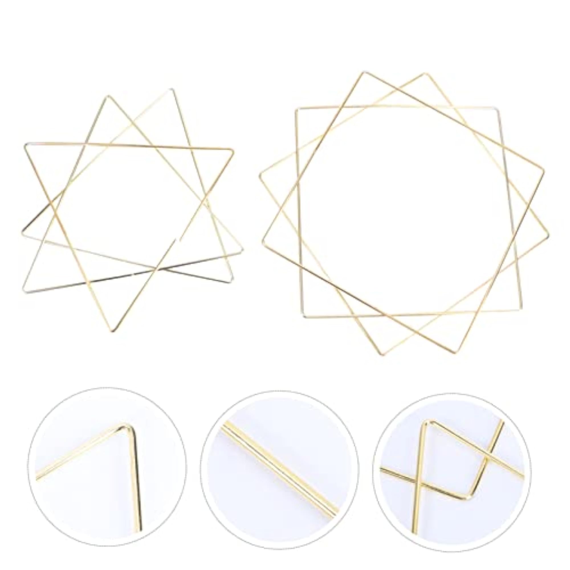 6Pcs Metal Dream Catcher Rings Set Triangle and Square Frames