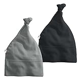 Babysoy Modern Knot Beanie Hat Pack of 2 (0-6 Months, Pirate + Thunder)