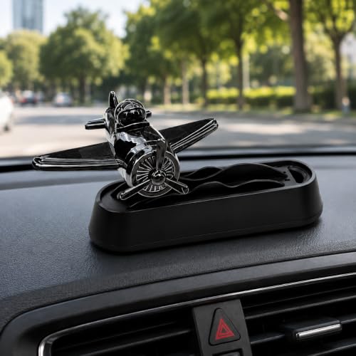 Image of Car Dashboard Solar Airplane Perfume Diffuser | 360 Rotating Propeller Air Freshener | Solar Powered Aircraft Ornament for Car Interior Decoration | Dashboard Fragrance Diffuser & Decorative Gift