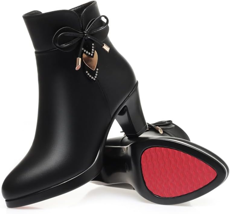 Women's Zipper Booties Chunky Stacked Heel Ankle Boots Rhinestones Buckle Strap Ankle,Women's Wool Lined Warm Winter Anti Slip Chunky Heel Fashion Classic Boots