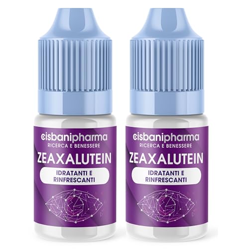 CISBANI PHARMA Collirio Idratante per Occhi Secchi a base di Acido ialuronico, 2 Confezioni da 10 m, Gocce oculari Anti Rossore in Soluzione Salina con Camomilla e Mirtillo - Zeaxalutein