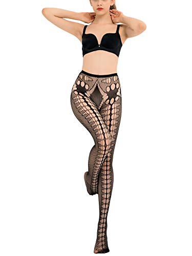 Image of HONENNA Patterned Fishnets Tights Black Pantyhose Stockings for Women, 1-6 Pairs