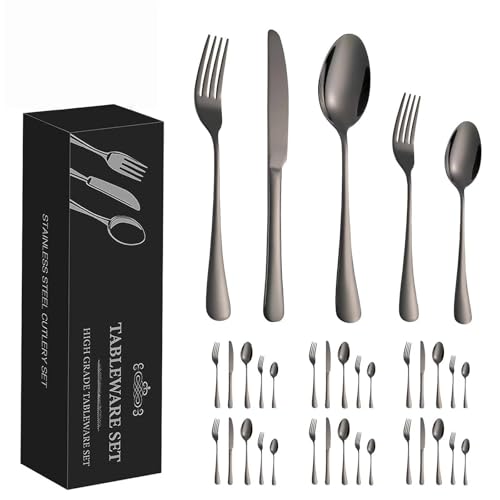 Stainless Steel Western Cutlery Set 30 Pieces Set of Knives, Forks, Spoons, Steak Knives, Dessert Spoons