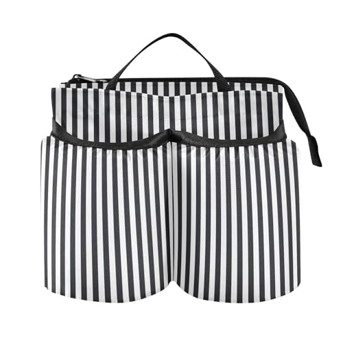 ElliTarr Luggage Cup Holder for Suitcases Free Hands Travel Cup Holder Portable Suitcase Cup Drink Holder Luggage Cup Caddy Bag Carrier Black and White Stripes