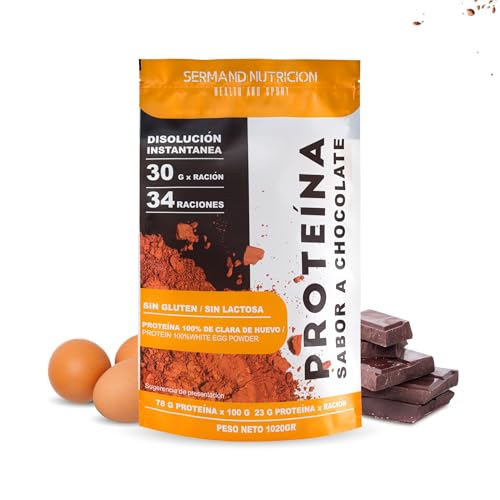 Proteína Instantánea de Clara de Huevo en Polvo de Chocolate (1020g) | Proteina en Polvo sin Gluten | Proteinas para Masa Muscular | Proteina sin Lactosa