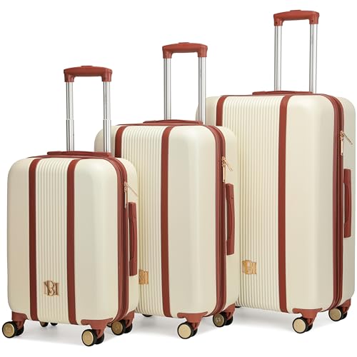 Badgley Mischka Mia 3-Piece Expandable Polycarbonate-ABS Retro Luggage Set (Champage)