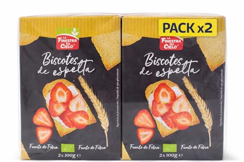 Pack 2x Biscotes de Espelta Bio La Finestra Sul Cielo 200 g | 2 Paquetes de 200 g (Total 400 g) | Tostadas de Espelta Ecológicas | Ideal para Desayunos