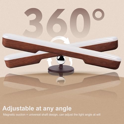 Image of Benreom 2 Pack Vanity Lights for Mirror with 4000mAh Rechargeable Battery, Touch Control Dimmable Makeup Light with 3 Color Modes, Magnetic 360 Adjustable LED Bathroom Mirror Light, Dark Wood