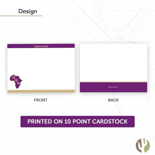 Image of Desert Cactus Omega Psi Phi 10 Pack Notecards OPP Omega Man Divine 9 Stationery Cardstock Includes Envelopes Memo Party Thank You (Notecard Design E)