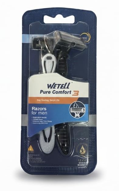 Image of Wetell Pure Comfort 3 Razor for Men | Triple Blade Shaving Razor for Smooth & Easy Shaving | Precision Blades, Ergonomic Handle | Pack of 3 (WT202360)