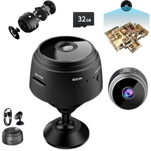 HIDRUO Guard House Security Camera Household Mini Cameras 1080p HD Magnetic Mini Wireless WiFi Cameras with Wide-Angle Lens Smart Alarm for Home Door Garage (1Set(32G))