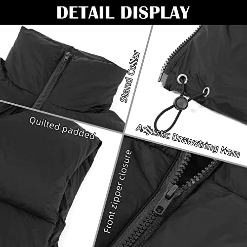Zando Cropped Puffer Vest For Women Fashion Oversized Lightweight Winter Vest Outerwear Sleeveless Zip Up Stand Collar Vest Jacket Padded Gilet Puffer Coat With Pockets Khaki Small #TOP3