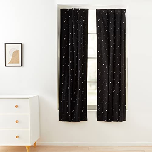 Image of Amazon Basics Portable Blackout Curtain Shade with Suction Cups for Window, Noise Reducing, Energy Saving, 50 inchW x 78 inchL, Moon and Stars, 2-Pack