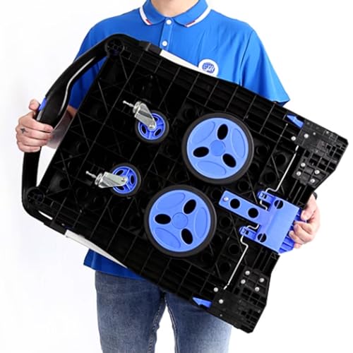 Carretilla plegable multifuncional de 2 niveles con ruedas y cesta miniatura 5