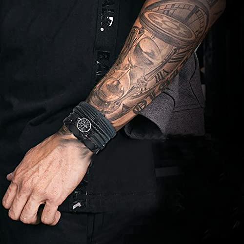 Casdan 27Pcs Braided Leather Bracelets For Men Women Wooden Beaded Cuff Wrap Bracelet Set Wood Ethnic Tribal Bracelets Adjustable Black And Brown #TOP3