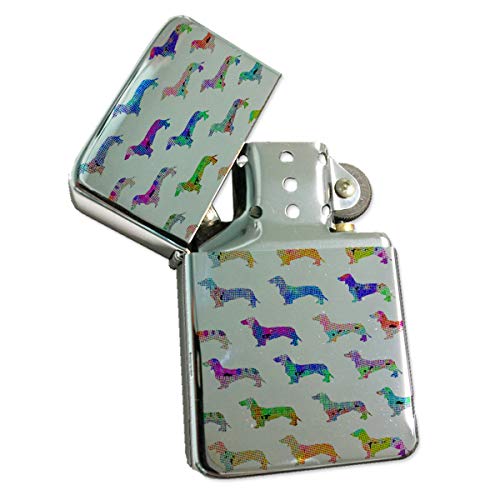 Encendedor Plateado Dachshund Dots Recargable miniatura 1