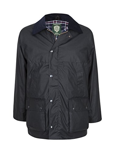 Portmann Premium Quality Padded Mens Wax Jacket Made in UK (M, Navy Blue)