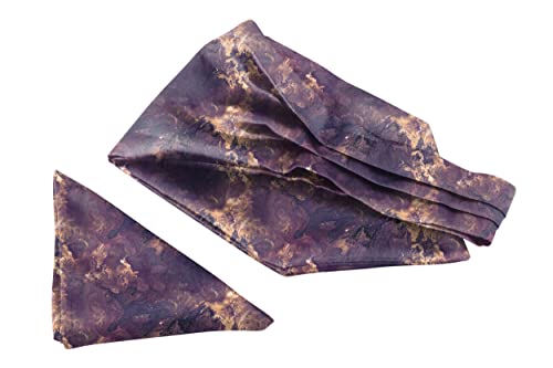 Image of BLACKSMITH Jacquard Microfiber Neckwear Ascot and Matching Pocket Square Set for Men