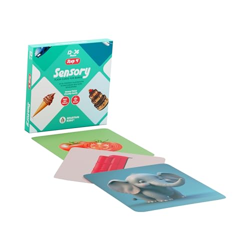 Image of SPARTAN KIDS Sensory Flash Cards for New Born Babies | Hi Contrast Illustrations to Encourage Infants Development Black & White Flash Cards for Age 12 to 36 Months | 40 Flash Cards