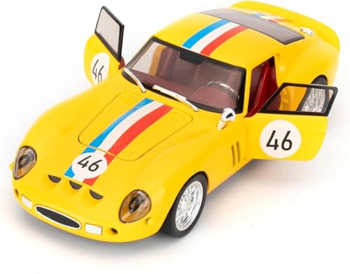 Image of 1 /32 Ferrari Race and Ferrari 250 GTO Model Luxury Car Toy Metal Pull Back Diecast Car with Openable Door and Sound Light, Gifts Toys for Kids【 Yellow 】