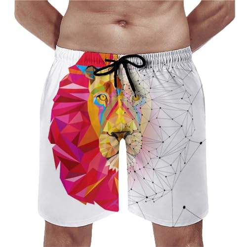 Shorts de bain homme lion géométrique pour la plage et la piscine