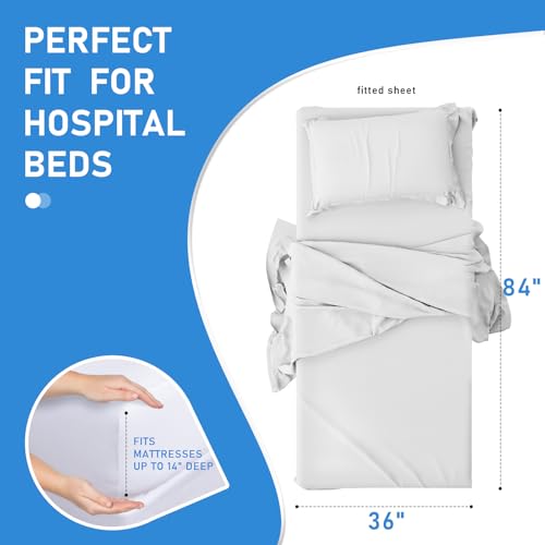 Jogo de lençol de cama hospitalar de 3 peças para uso doméstico e hospitalar, 1 lençol com elástico
