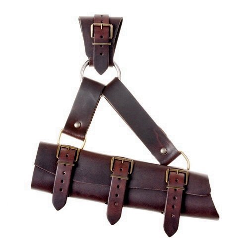 Pera Peris LARP-Schwertgehänge mit Ring im Stil des Mittelalters aus Leder Farbe braun