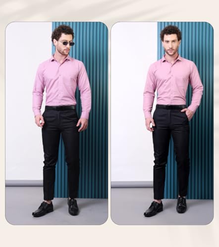 Image of CONTRARY Men's Pure Cotton Solid Stylish Casual & Formal Wear Shirt | Stylish Regular Fit Full Sleeve Comfortable Office Party Trendy Shirt - Multi Color