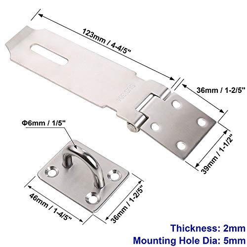 Image of SUS 304 Stainless Steel Padlock Hasp Door Clasp Gate Lock Latch 5 Inch (2 Pack)