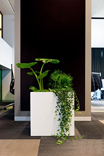 Modern Ceramic Planter - Stylish Home Decor Indoor/Outdoor Plant Pot - 20 Inch Square White Planter - Perfect for Home, Balcony, Deck, Patio or office - Great for Succulents Flowers and Herbs