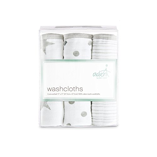 Image of aden + anais Essentials Washcloth 3-Pack, Super Soft 100% Cotton Muslin, Gentle on Skin, 3 Absorbent 11x11 Layers, Softer with Every Use, Perfect for Babies, Infants, Toddlers, Damsel
