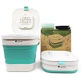 AIRNEX Collapsible Countertop Compost Bin with Lid - 1 Gallon Food Waste Bin for Kitchen Made of Whe
