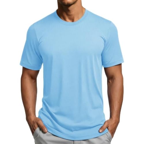 MAGCOMSEN Men's Short Sleeve Dry Fit Shirts Workout Gym Mesh Shirt Athletic Running Lightweight Performance Tshirt