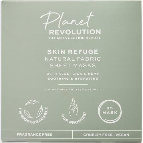 REVOLUTION PLANET REVOLUTION 5PC FABRIC SHEET MASKS SOOTHING & HYDRATING ALOE