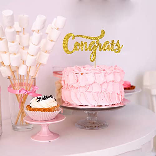 Gold Glitter Congrats Cake Topper/Congrats Grad/Class Of 2023 / College Grad/Congratulations/Mba Graduation Party Decorations #TOP6