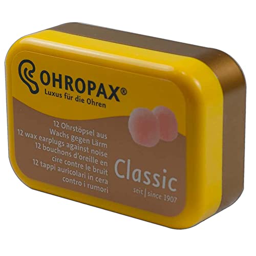 Ohropax Wax Ear Plugs Qty 3 Boxes - Total Of 36 Ear Plugs With Free Yellow 6 Compartment Box #TOP5