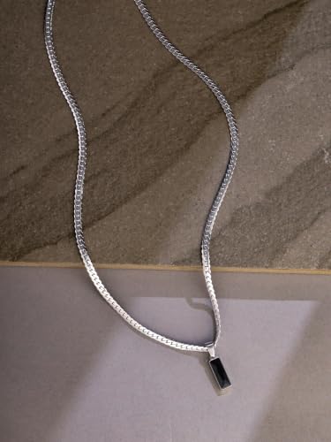 Image of Urban Tag Collection | Stainless Steel Pendant Chain Necklace For Men And Boys | Silver and Black Colour | Anniversary Birthday Gifts