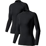 [テスラ] スポーツインナー ハイネック レディース 裏起毛 2枚 [吸湿速乾・軽量保温・伸縮性] 長袖 上 コンプレッションウェア コンプレッション スキー スノボー アンダーシャツ ランニングウェア ピラティス 防寒 インナー シャツ ヨガウェア XUT76-JPK_L