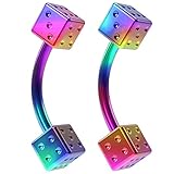 2pc 16g Curved Barbell 16g Rainbow 5/16 8mm J Bar Cool Cute Earrings Cartilage Snug Piercing Jewelry
