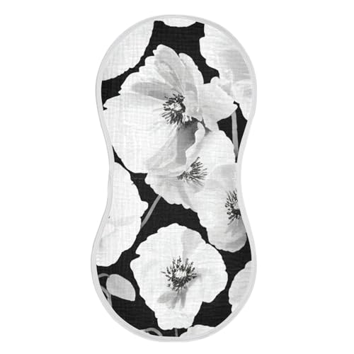 Poppies Blossom Floral Black Burp Cloths for Babies Burp Rag Cotton Spit Up Rag for Babies Newborn2