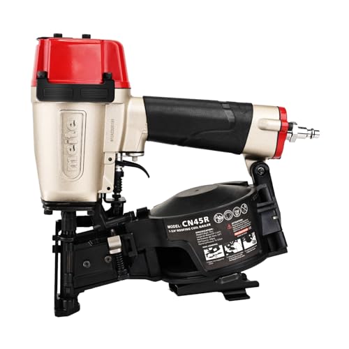 Image of meite Roofing Nail Gun CN45R Coil Roofing Nailer, Heavy Duty 15 Degree Pneumatic Power Nailers for Asphalt Roofing Shingles, Tool-Free Depth & Dual Firing Modes, Accepts 22 mm to 45 mm Roof Nails