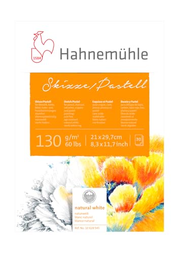 Skizze/Pastell-Block 100% Hadern 130g/m?, DIN A4, 30Blatt